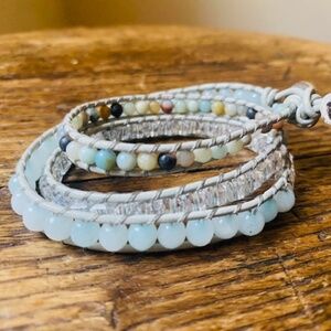 Emerson Victoria Grey Ice Blue Green Neutral Stone Wrap Bracelet